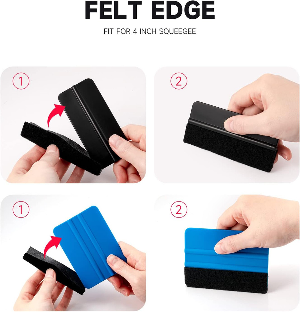 20PCS Black Standard Pre-Cut Self-Adhesive Squeegee Fabric Felt Replacement for