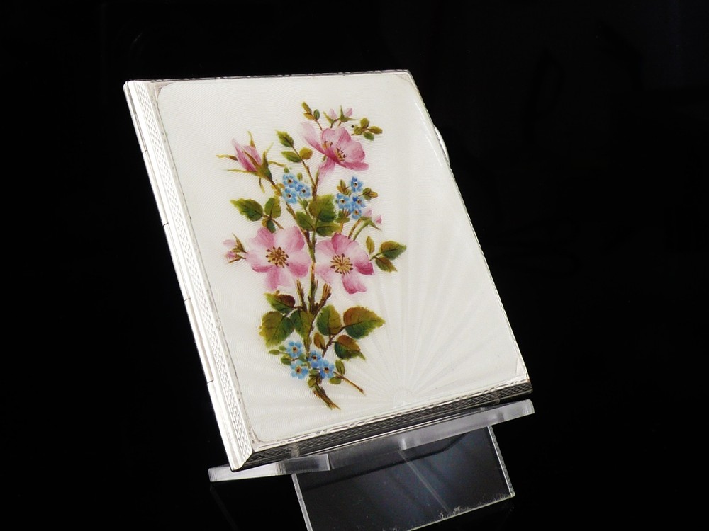 Sterling Silver Enamel Cigarette Case, Birmingham 1944, Bert Gordon