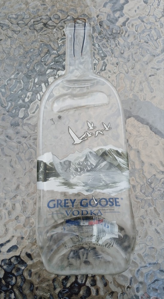 Huge Grey Goose Vodka 14" Flat Glass Bottle Wall Mount