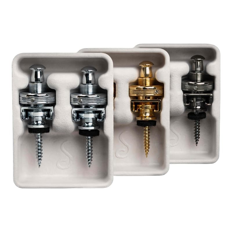 Schaller 14010401 Security Straplocks, Black Chrome Original,