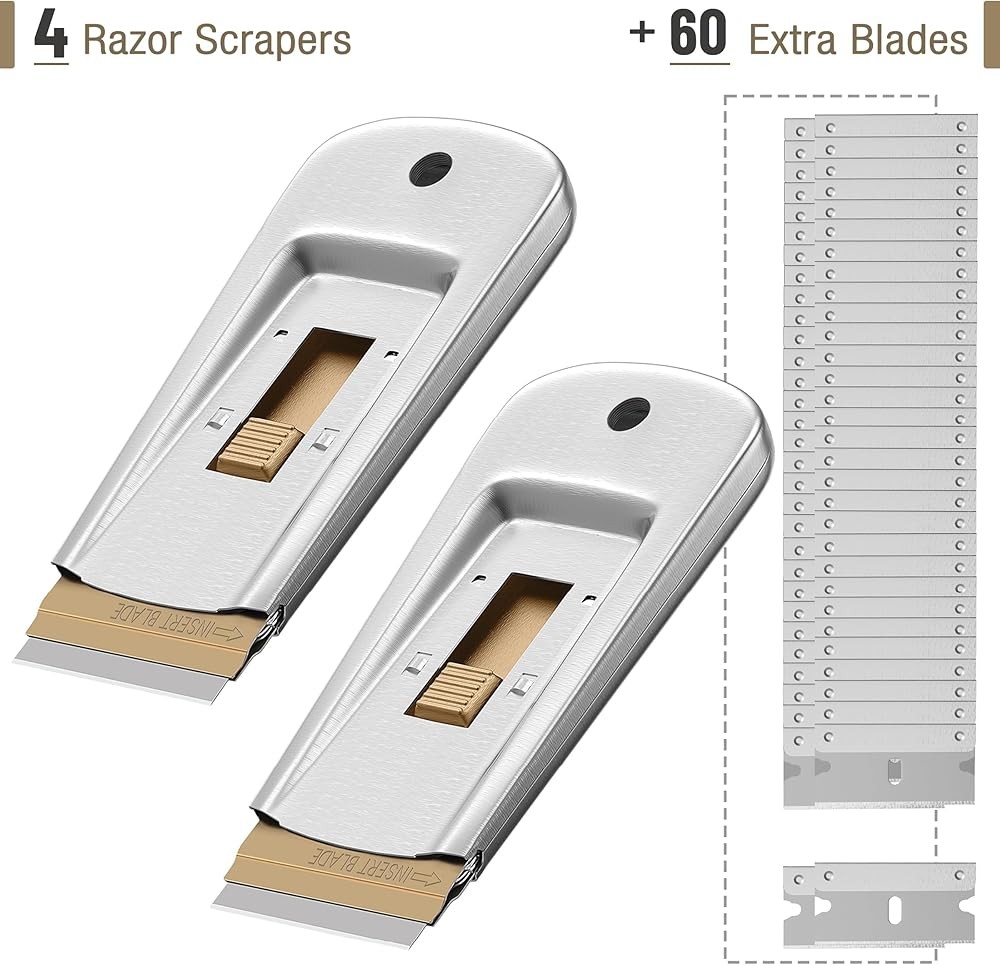 Bates- Metal Blade Scraper,30 Extra Blades, Scraper for Cleaning,