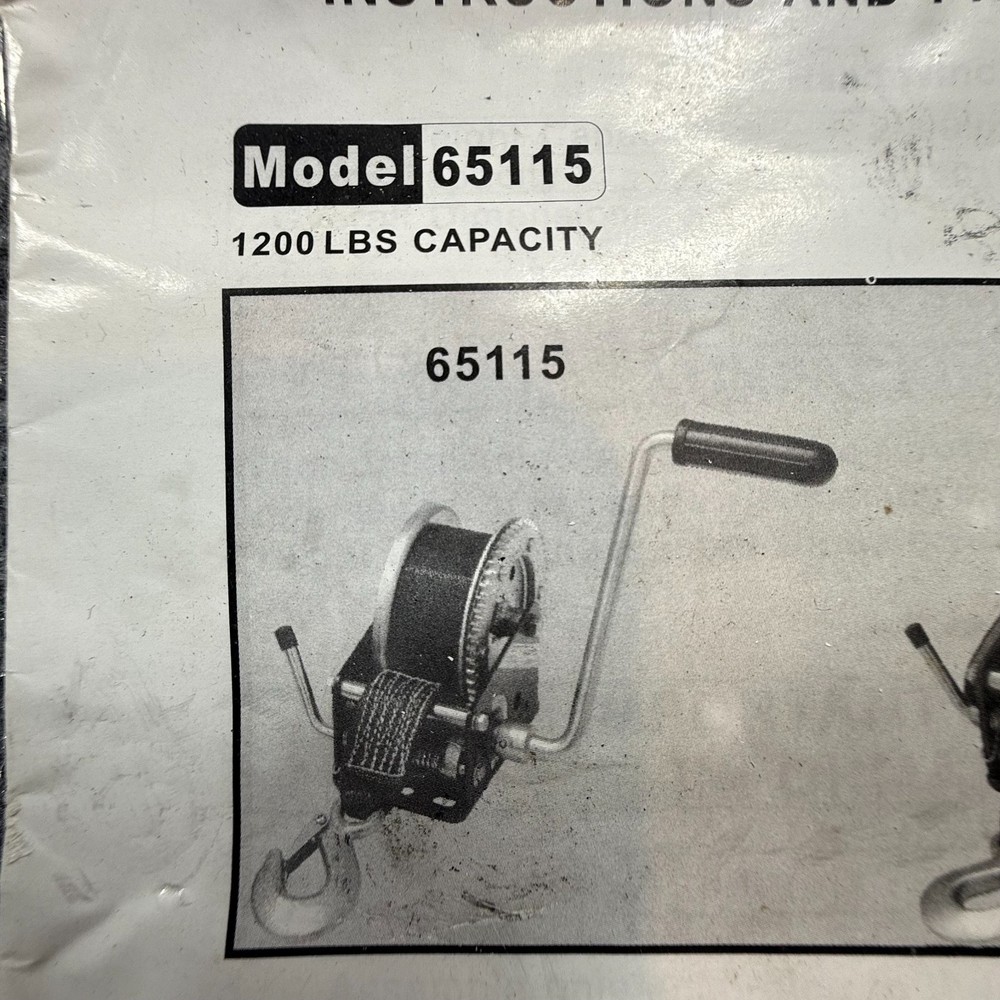 No Handle - Haul-Master 1200 lb. Capacity 19.8 ft. Strap Hand Winch