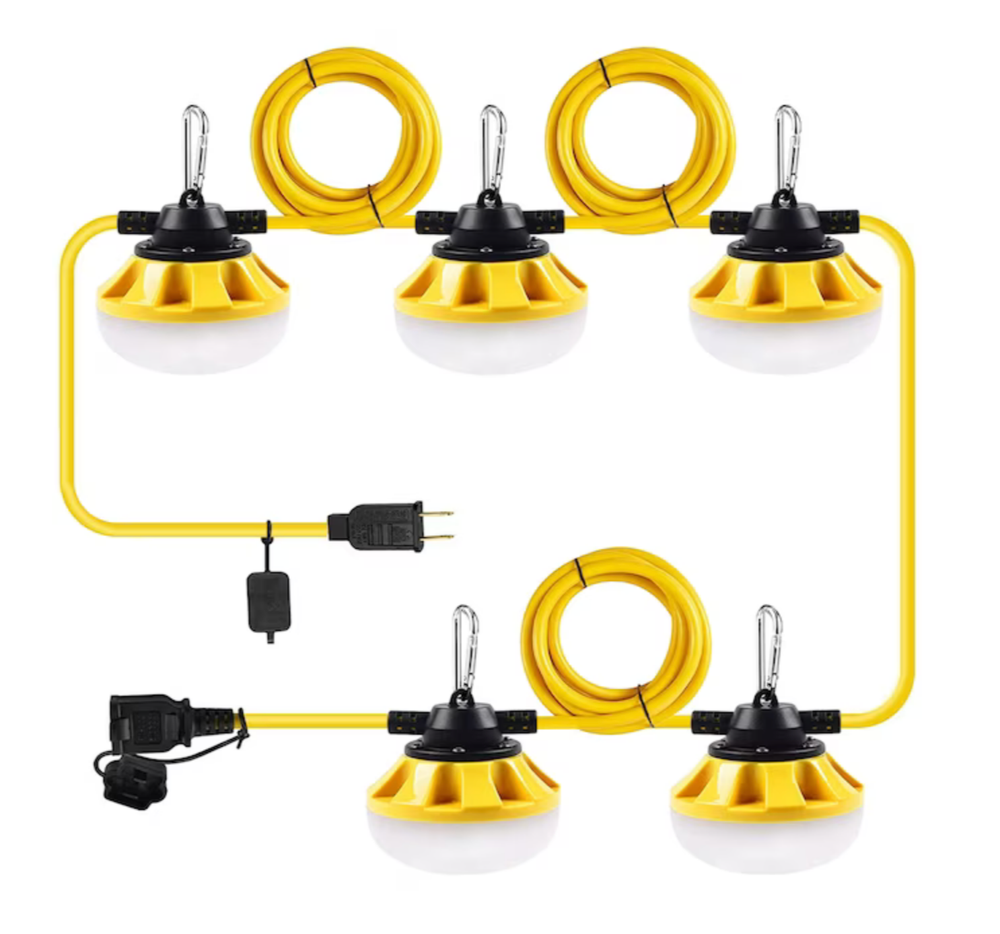 50FT 7000Lumen LED Temporary Construction String Work Lights MAX to 16 sets