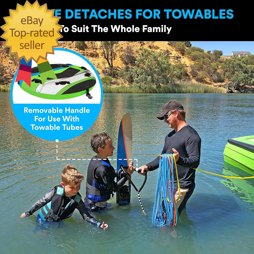 75Ft Water Ski Rope Wakeboard Rope 7 Sections with 13" EVA Diamond Grip