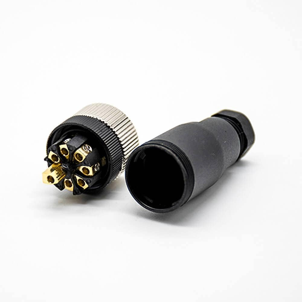 M12 Cable Connector Circular Waterproof Aviation Plug Field Installable Screw