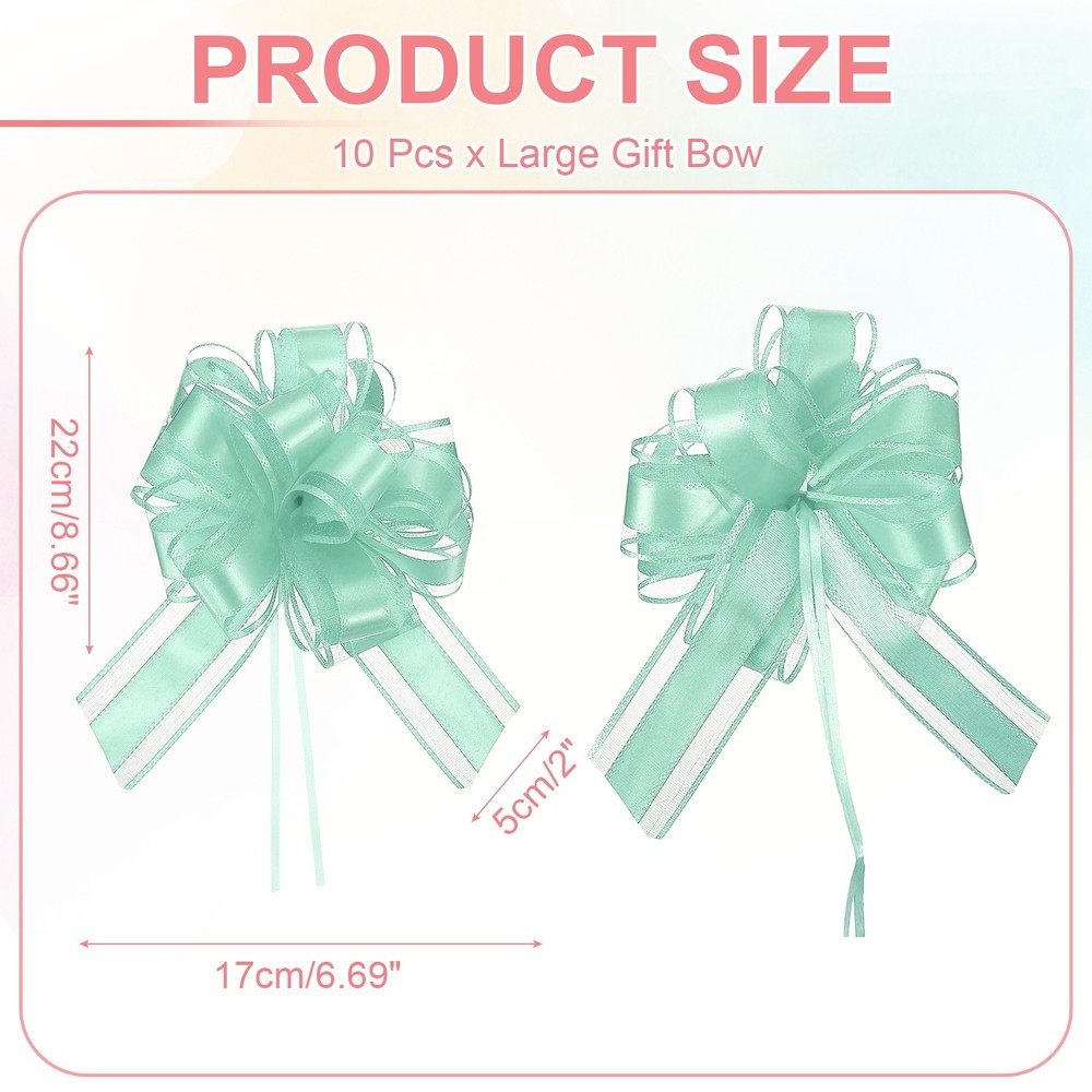Large Gift Bow 8x6 Inch, 10 Pack Pull Bows for Gift Wrapping, Blue