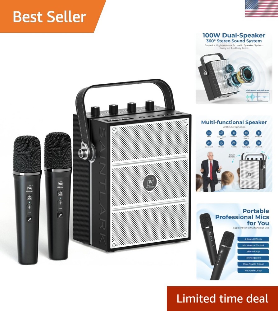 Ultimate 100W Voice Amplifier & Bluetooth Speaker - Dual Mics for Presentations