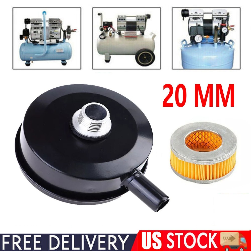 1/2" NPT Air Compressor Intake Filter Silencer Metal Housing and Element