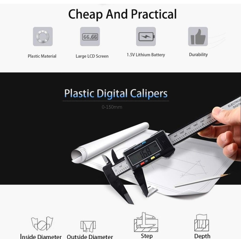 Electronic Digital Calipers, inch and Millimeter Conversion,LCD Screen...