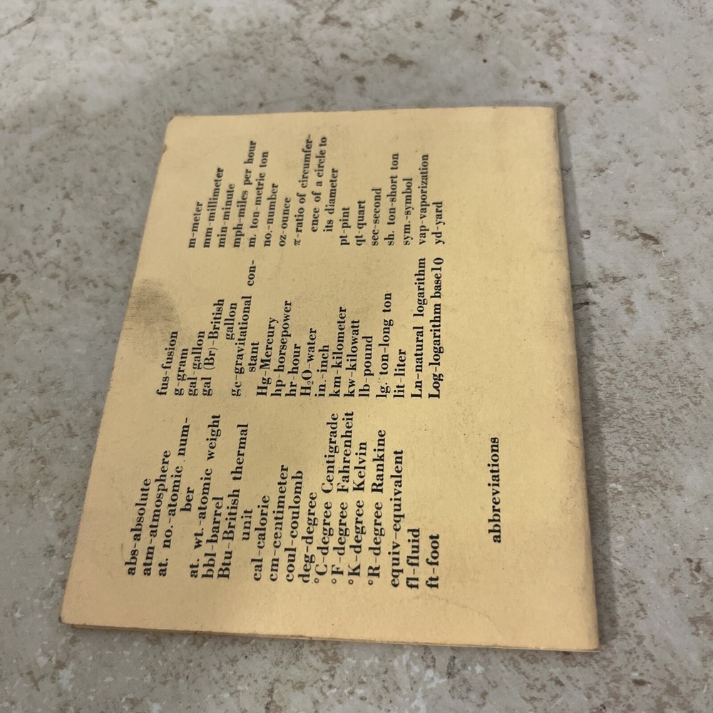 vintage Engineering Conversion Chart & Table of Engineering Constants early