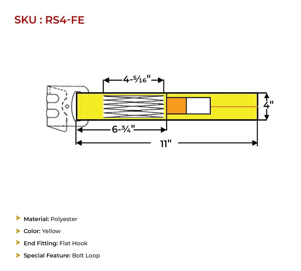 2PK 4"x11" Replacement Fixed End Tie Down Strap w/Flat Hook & Bolt Loop 5400 lbs