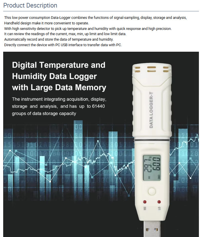 GM1366 Digital USB TemperatureData Logger