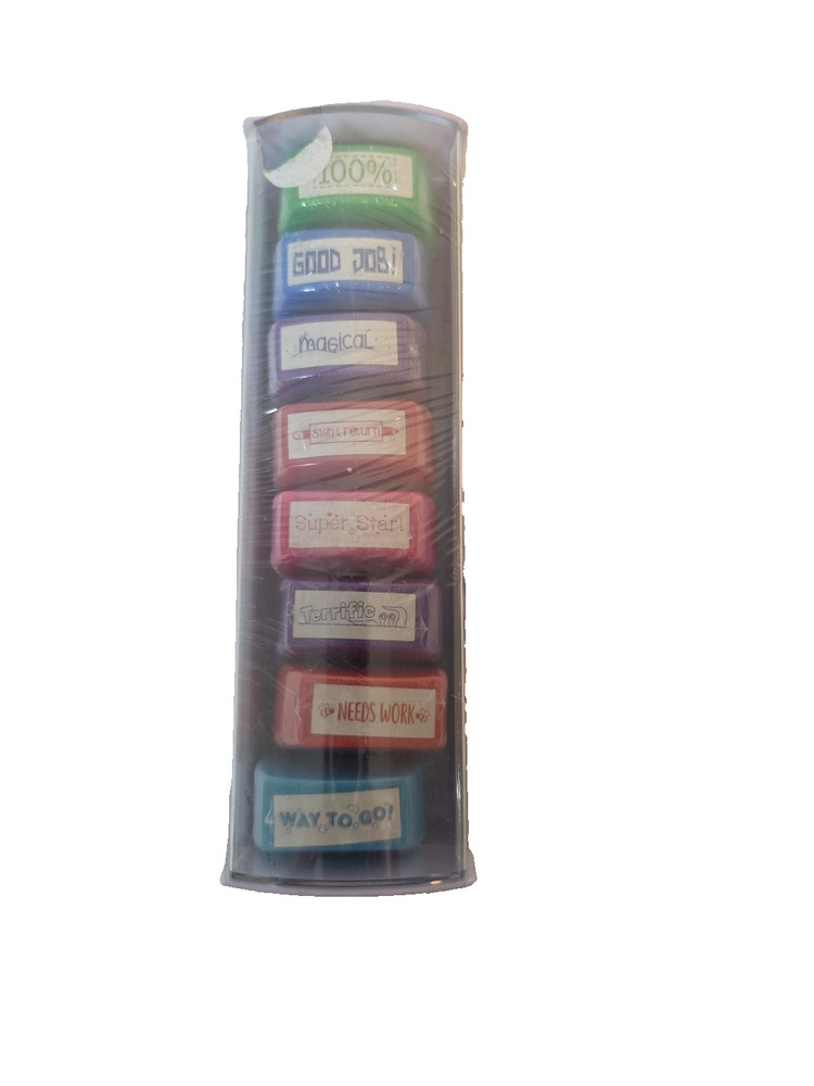 GSM Teacher Stamps Classroom Grading 8 PCS Rectangular Self Inking Awards New