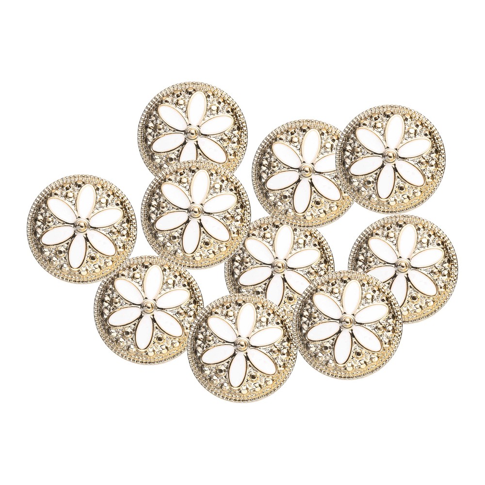 10pcs Gold White Pearl Buttons 18mm 0.43" Height Sewing Button Style E