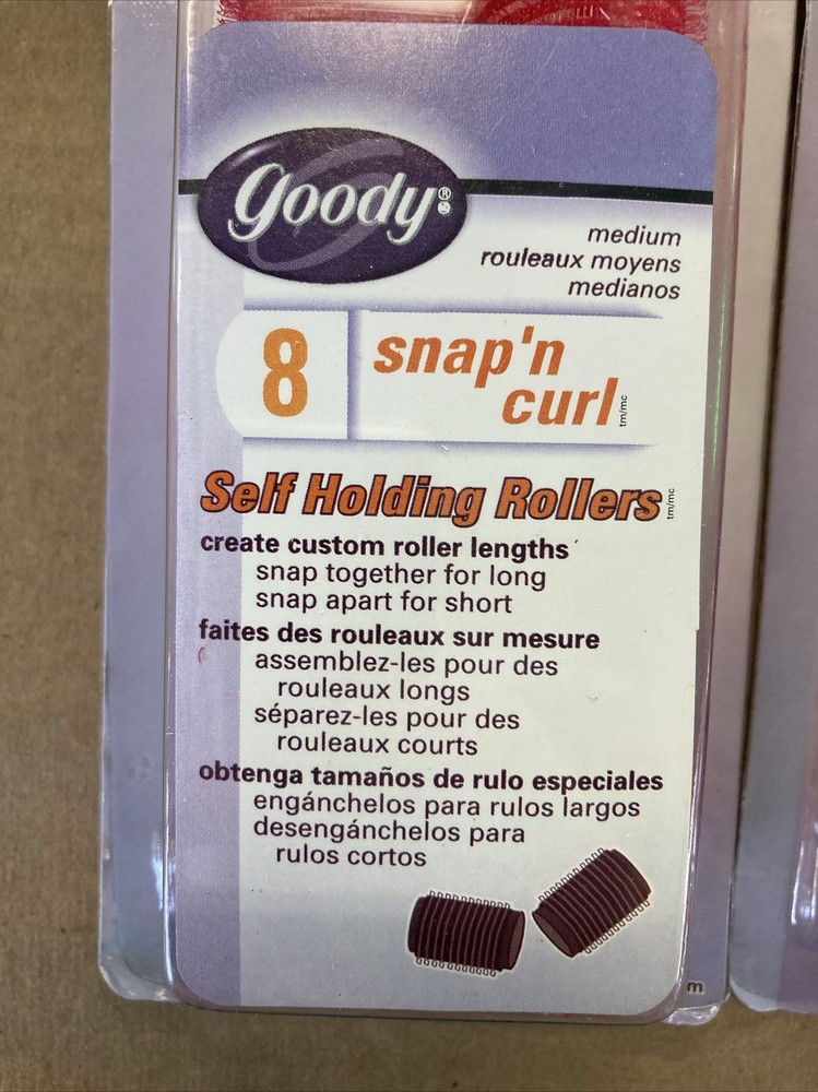 Goody Red MEDIUM Snap N’ Curl Self Holding Rollers Curlers (3 Sets/8) New 2000