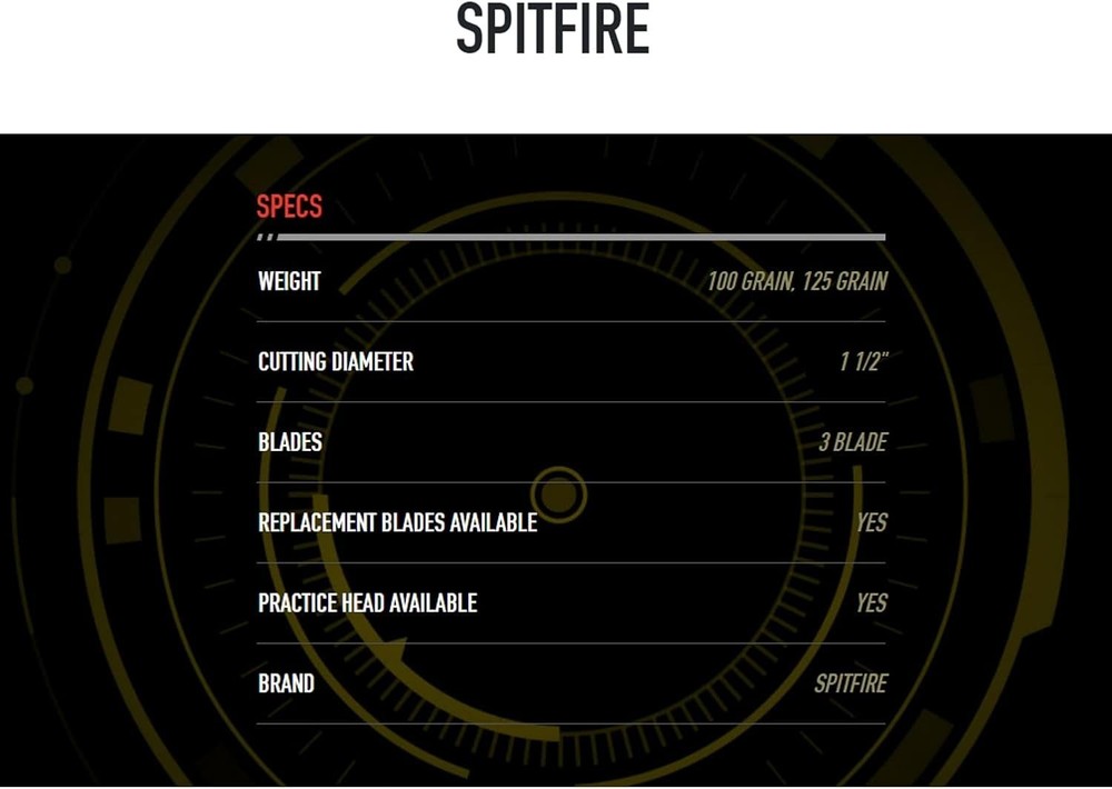Spitfire 3-Blade Durable Precise Front-Deploying Archery Bowhunting Mechanica...