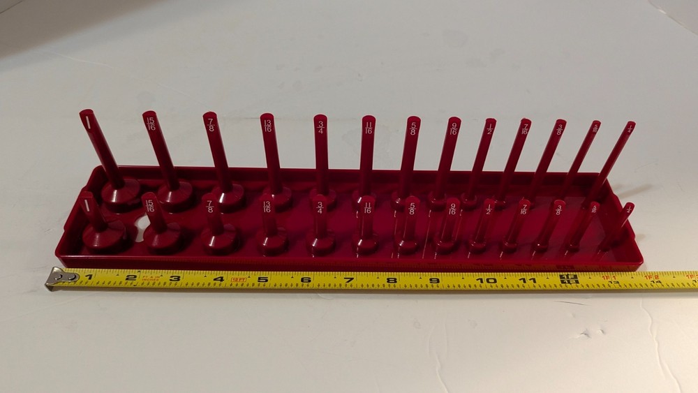 U.S. General Peg Type SAE Socket Tray 3 Piece Red Tool Organization Garage
