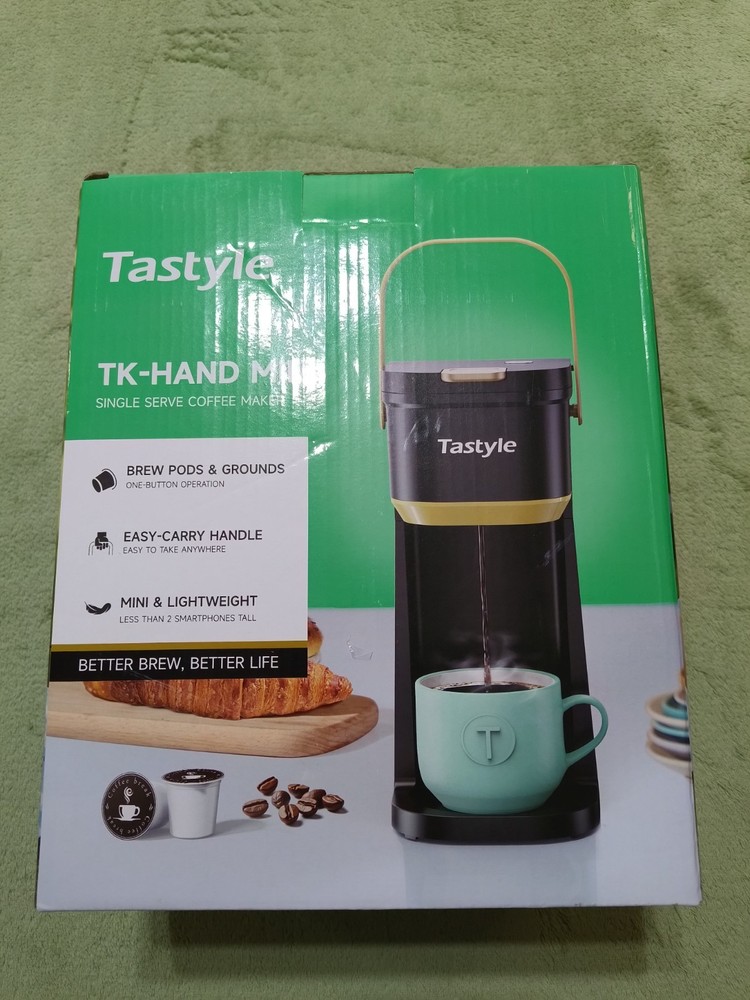 Tastyle Mini Coffee Maker Single Serve K-Cup Pod & Grounds Portable Handle NIB