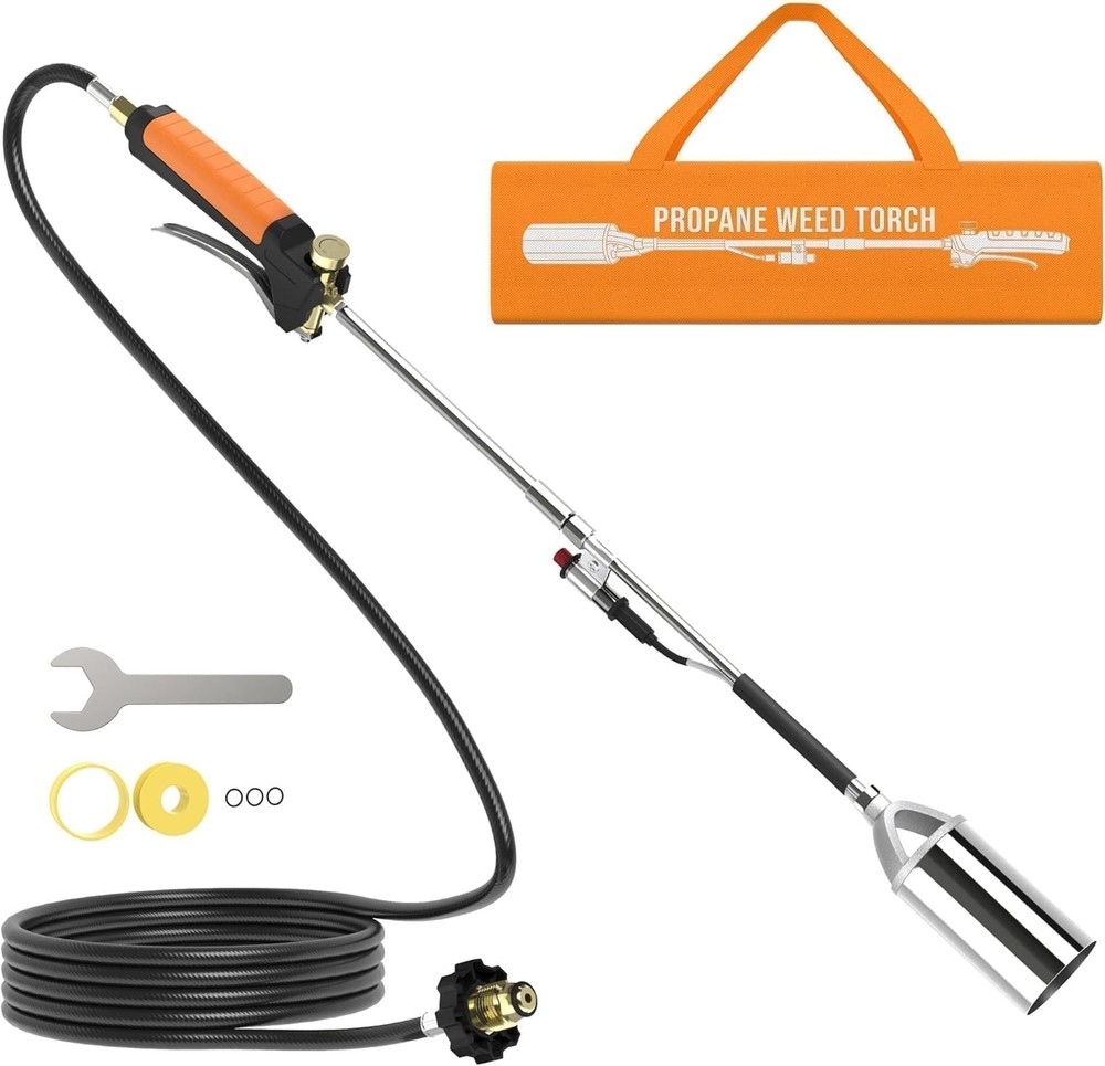 Efficient Propane Weed Torch with Button Igniter & 12FT Hose for Quick Use