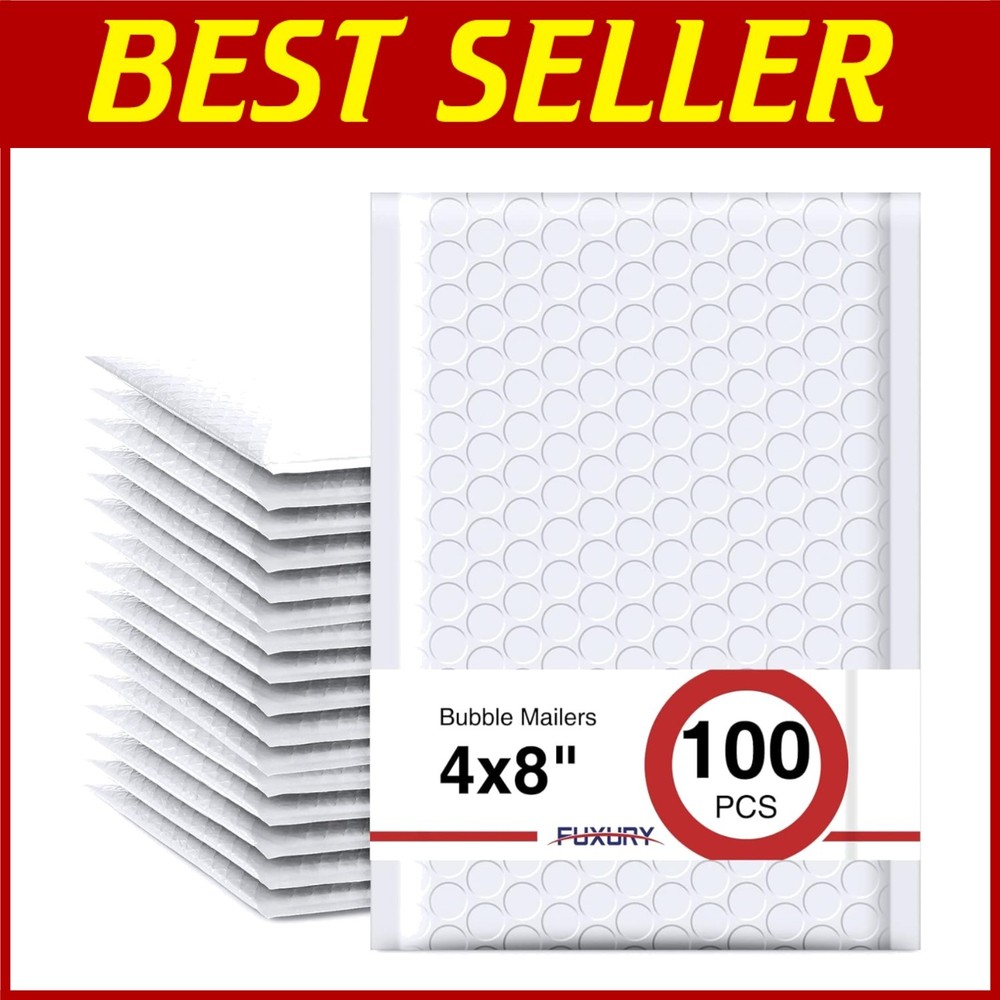 Bubble Mailers 4x8 100 Pack - Lightweight Shipping Envelopes