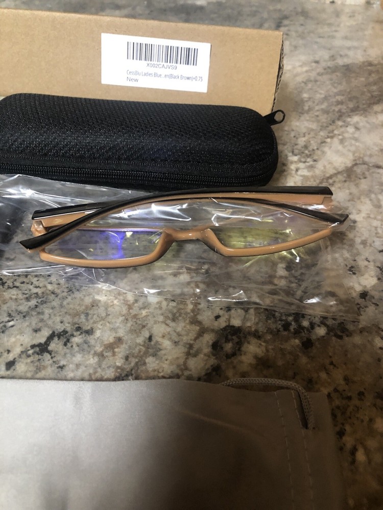 Open Box CessBlu Ladies Blue Light Screen Glasses Black Brown +0.75