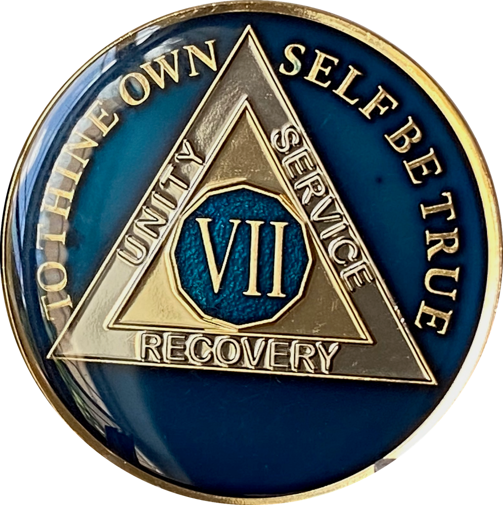1 - 40 Year AA Medallion Midnight Blue Tri-Plate Sobriety Chip