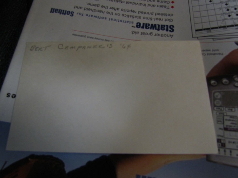 Bert Campaneris autographed index card