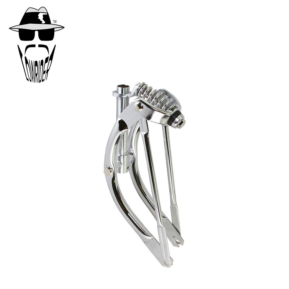ORIGINAL LOWRIDER 12" Bent Spring Fork Chrome 1" Threaded Bicycle Fork 3/8 Axle.