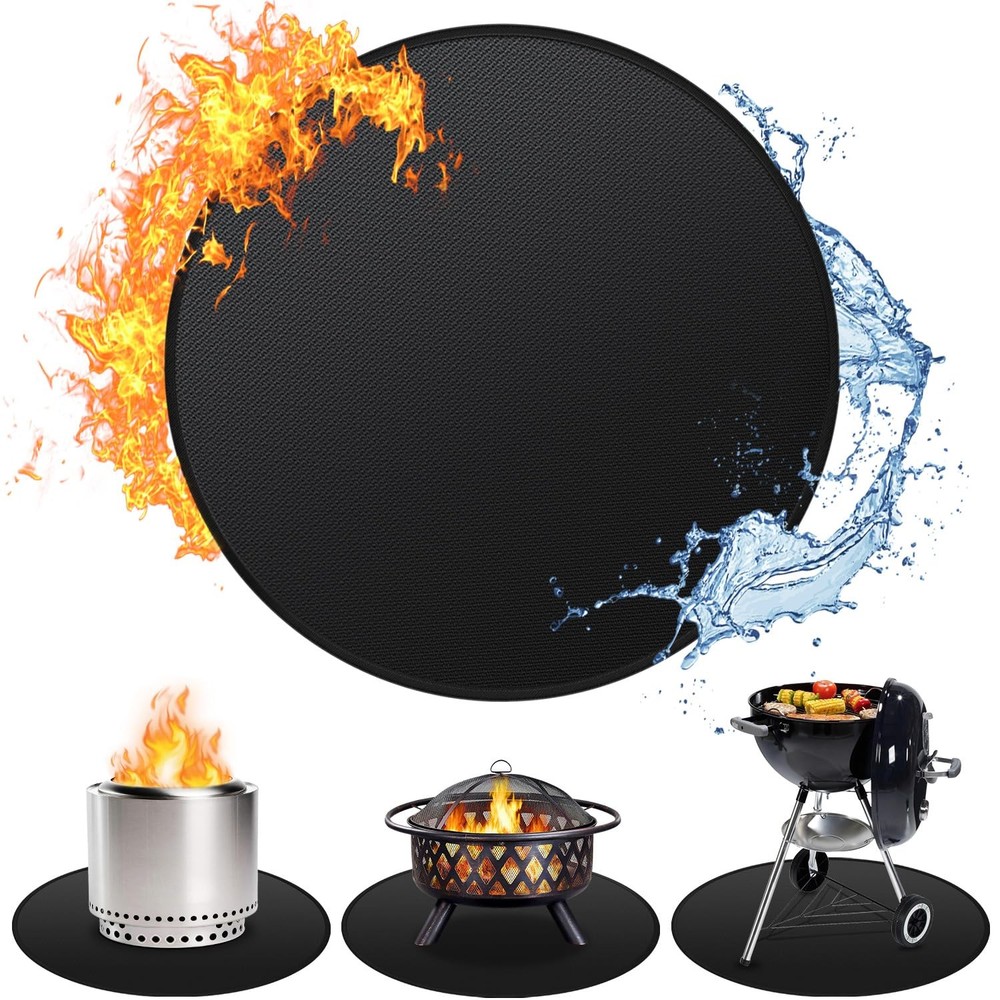36'' Fire Pit Mat for Solo Stove Bonfire, Double-Sided Fireproof Under Grill ...