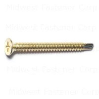 #10 x 2" Brass Phillips Flat Head Self-Drilling Screws (100 pcs.)