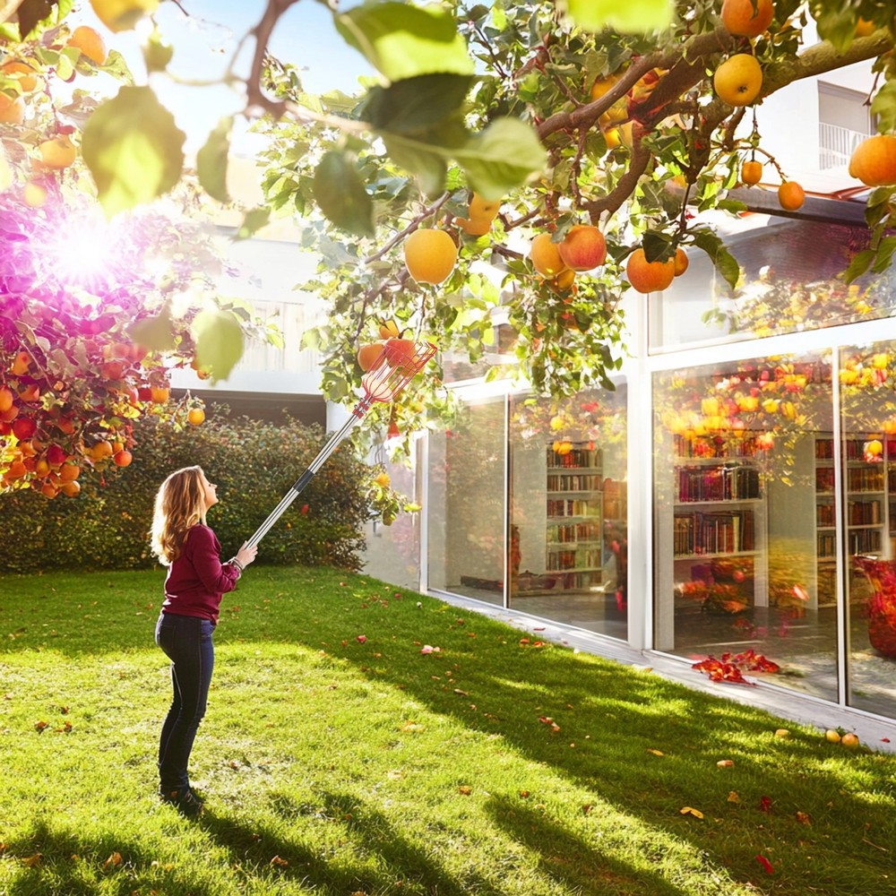 13 FTFruit Picking Pole Picker Fruit Tree Picking Toolr with Basket Stainless St