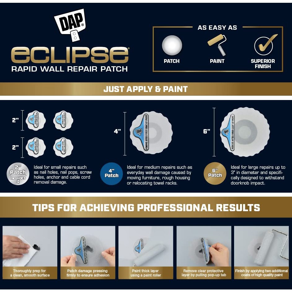 DAP Eclipse Rapid Wall Repair Patch: 6 in. width (White)