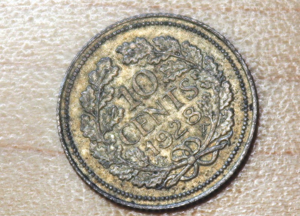 1928 Netherlands 10 Cents Silver