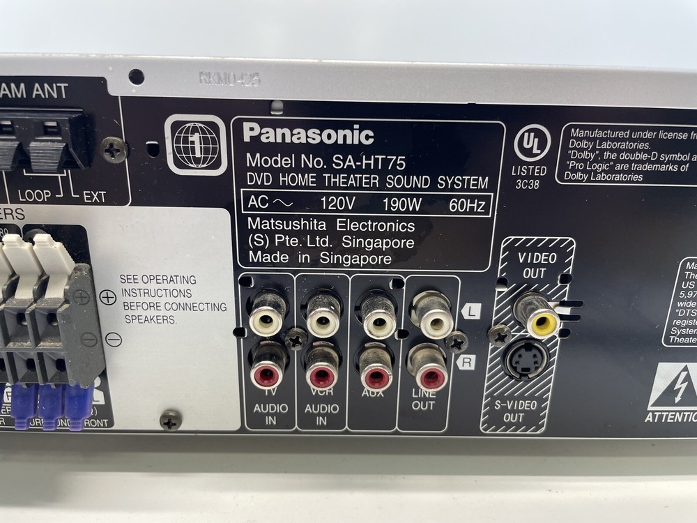PANASONIC SA-HT75 Home Theater Receiver Sound System 5 Disc Changer DVD/CD