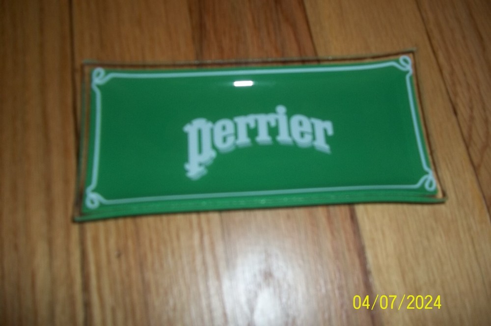 Glass Perrier Vintage Soap Dish 6 x3"
