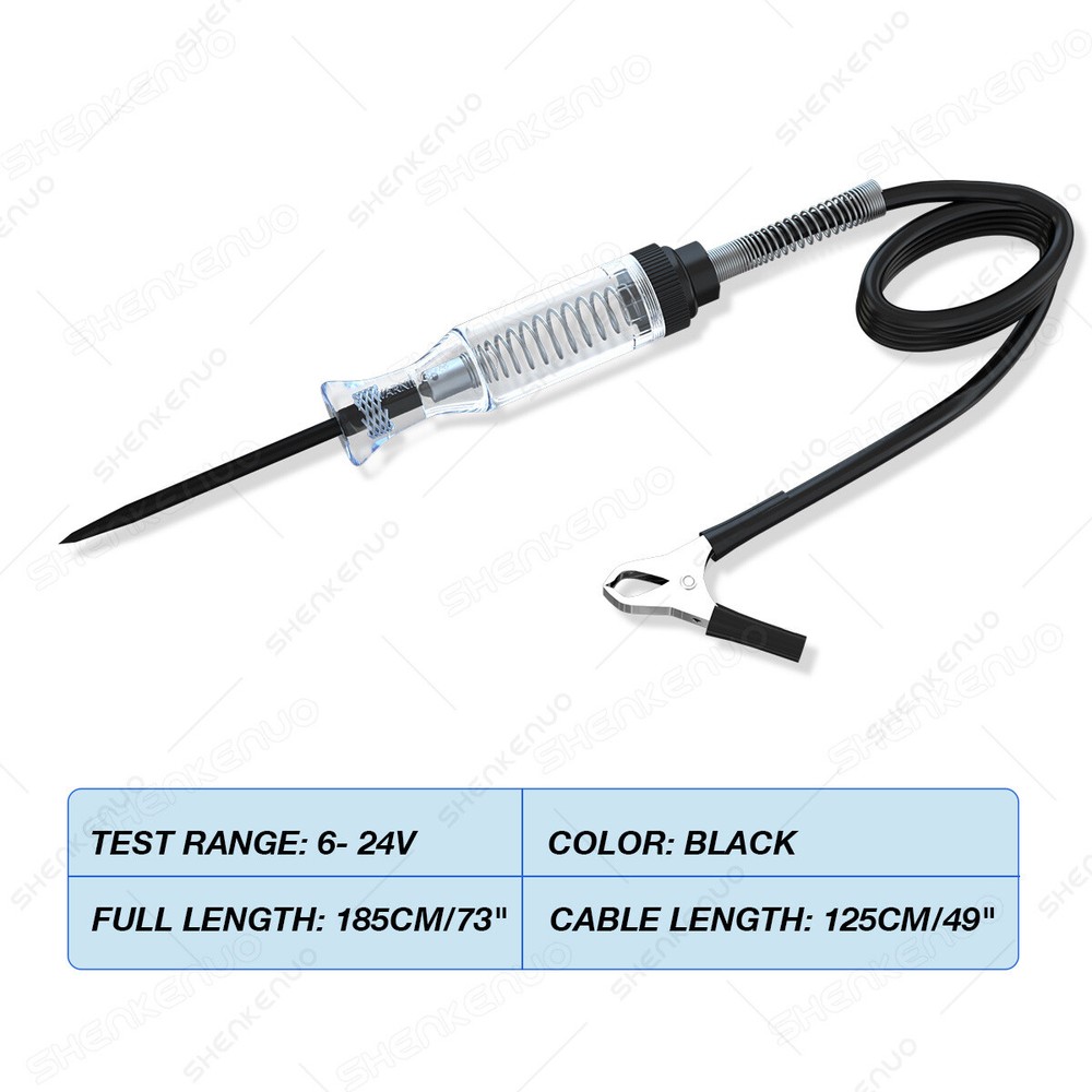 Car Voltage Circuit Tester For 6V/12/24V System Long Probe Continuity Test Light