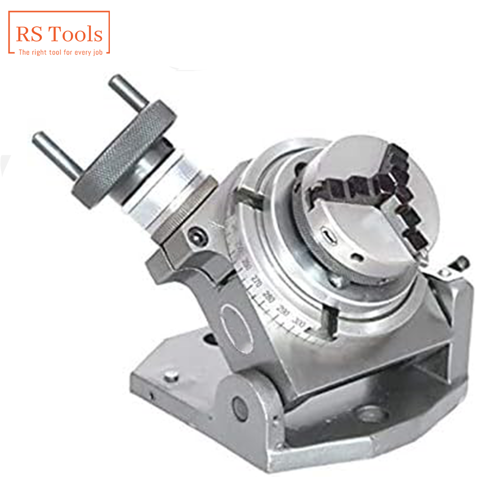 4" 100mm Tilting Rotary Table And 65 mm Self Centering Chuck +Back Plate & Tnuts