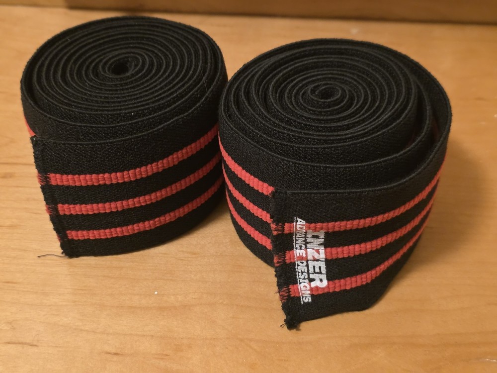 Inzer Advance Designs Knee Wraps Black Red Pair Weight Lifting Support