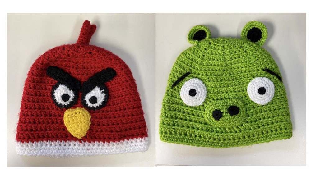 Handmade crocheted Angry Birds character Beanie hats.