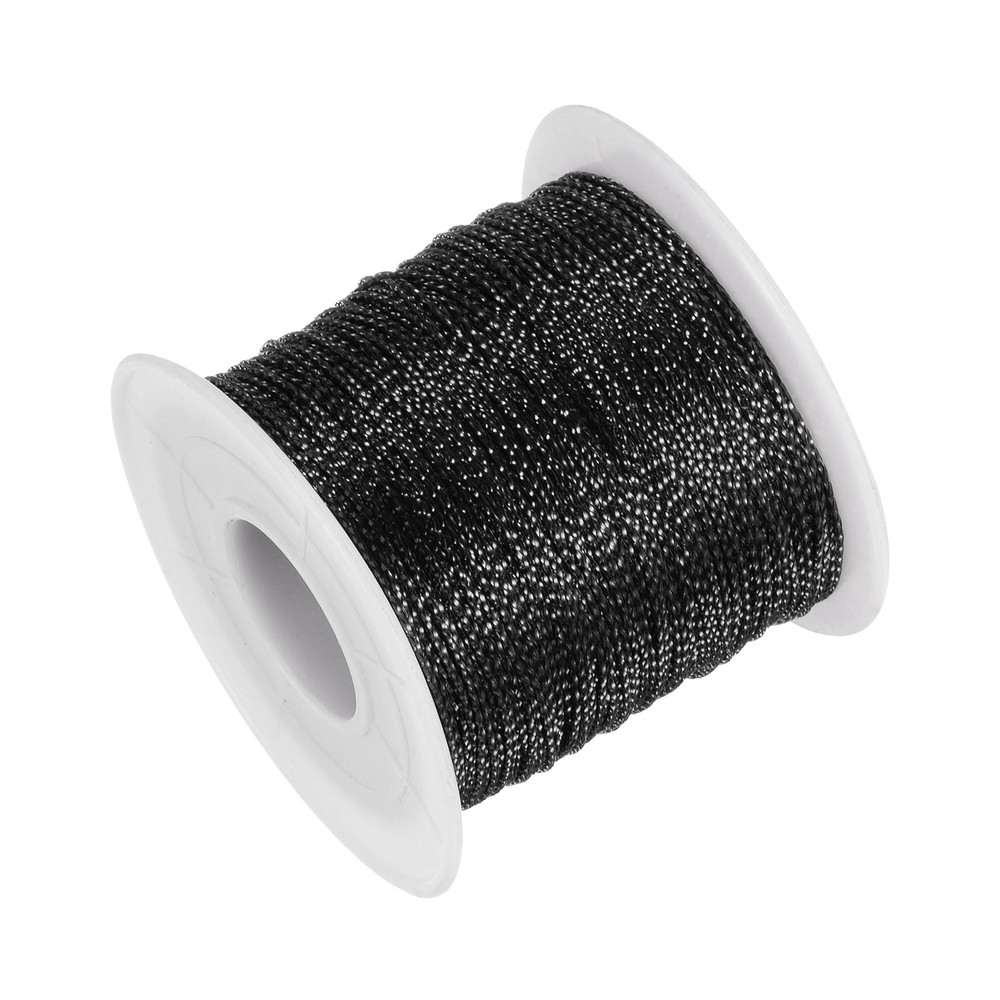 Metallic Cord 1mm 109 Yards Tinsel Rope Thread String, Black