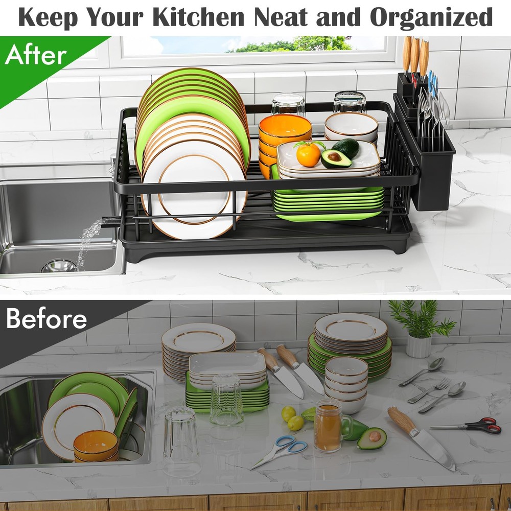 Space-Saving Dish Drying Rack - Compact Rust-Resistant Kitchen Organizer