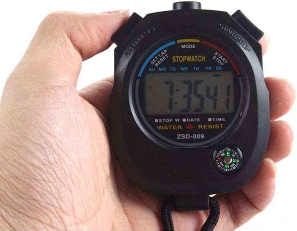 6 Pack Multi-Function Electronic Digital Sport Stopwatch Timer, Large Black