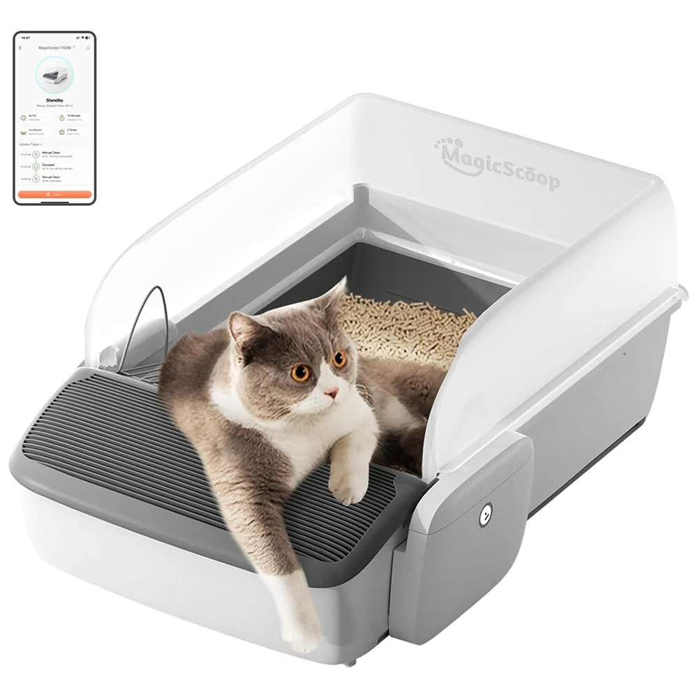 Automatic Smart Cat Litter Box Scooping Open Semi-enclosed Litter Self-cleaning