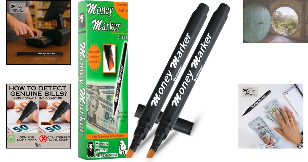 Universal Counterfeit Currency Detector Pens: 2 Pack with Innovative Chisel Tips
