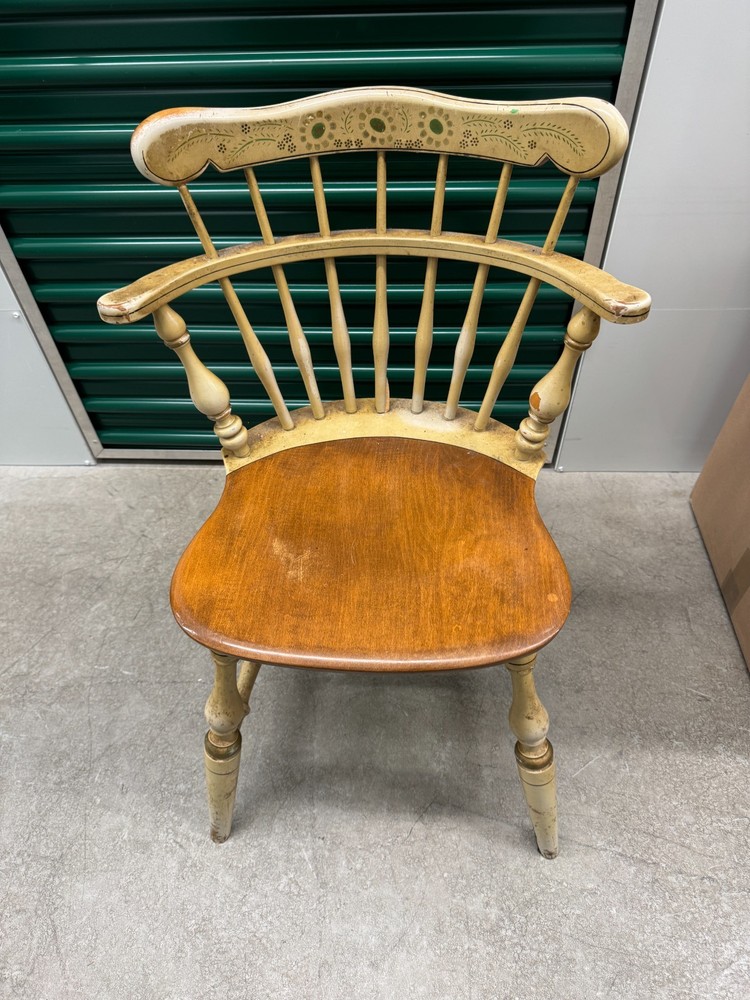 Windsor Chair with Floral Stenciling, Painted, Yellow