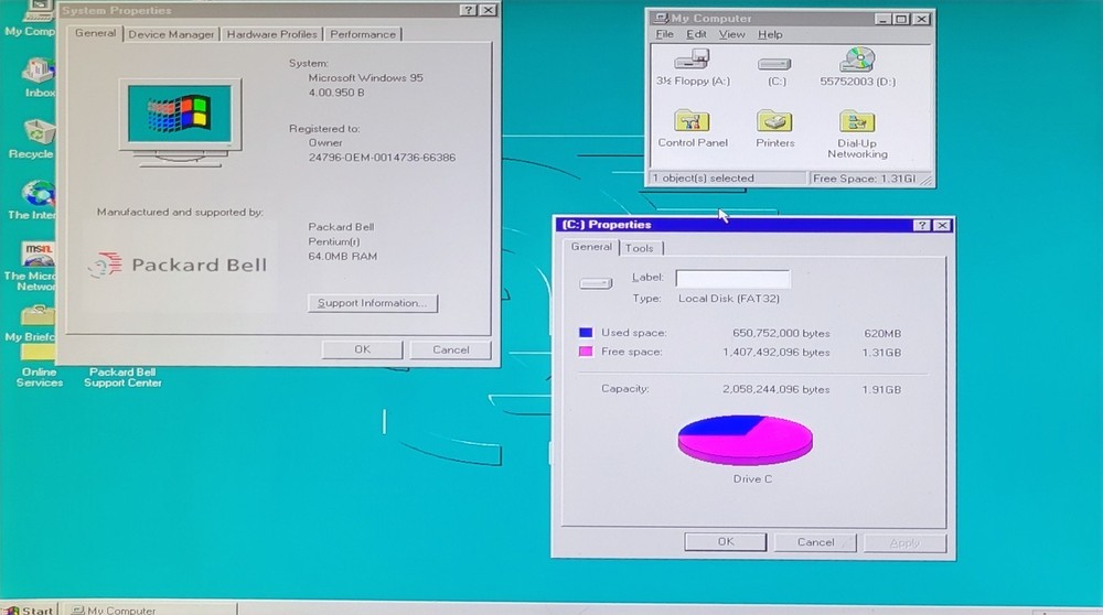 Packard Bell E153 Pentium 150 64MB 2GB HDD Windows 95 SOUND