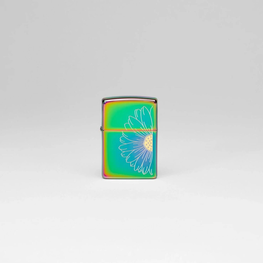 Zippo Windproof Pocket Lighter Laser Two-Tone Daisy Design Multicolor 48668