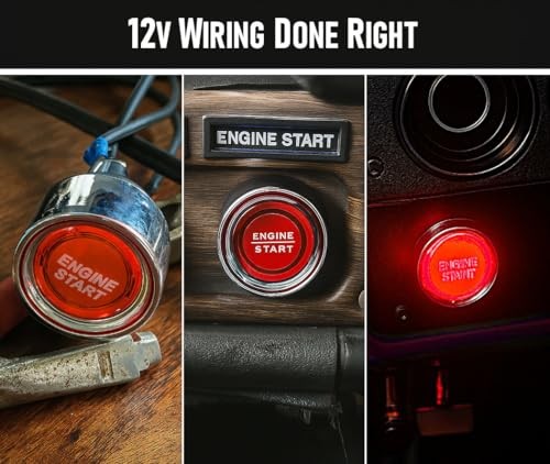 Engine Start Push Button Switch with LED – 12V Momentary Starter Button, 50A
