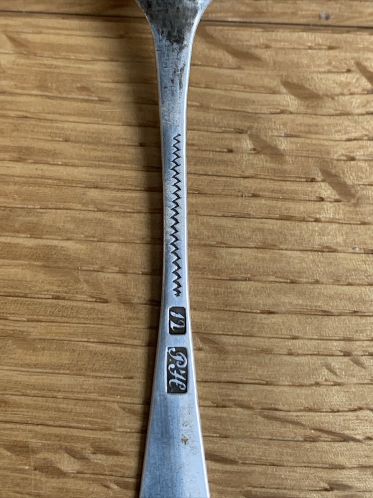 Very Old Coffee Spoon 14.5 cm 12 Lot 750 Silver Initials