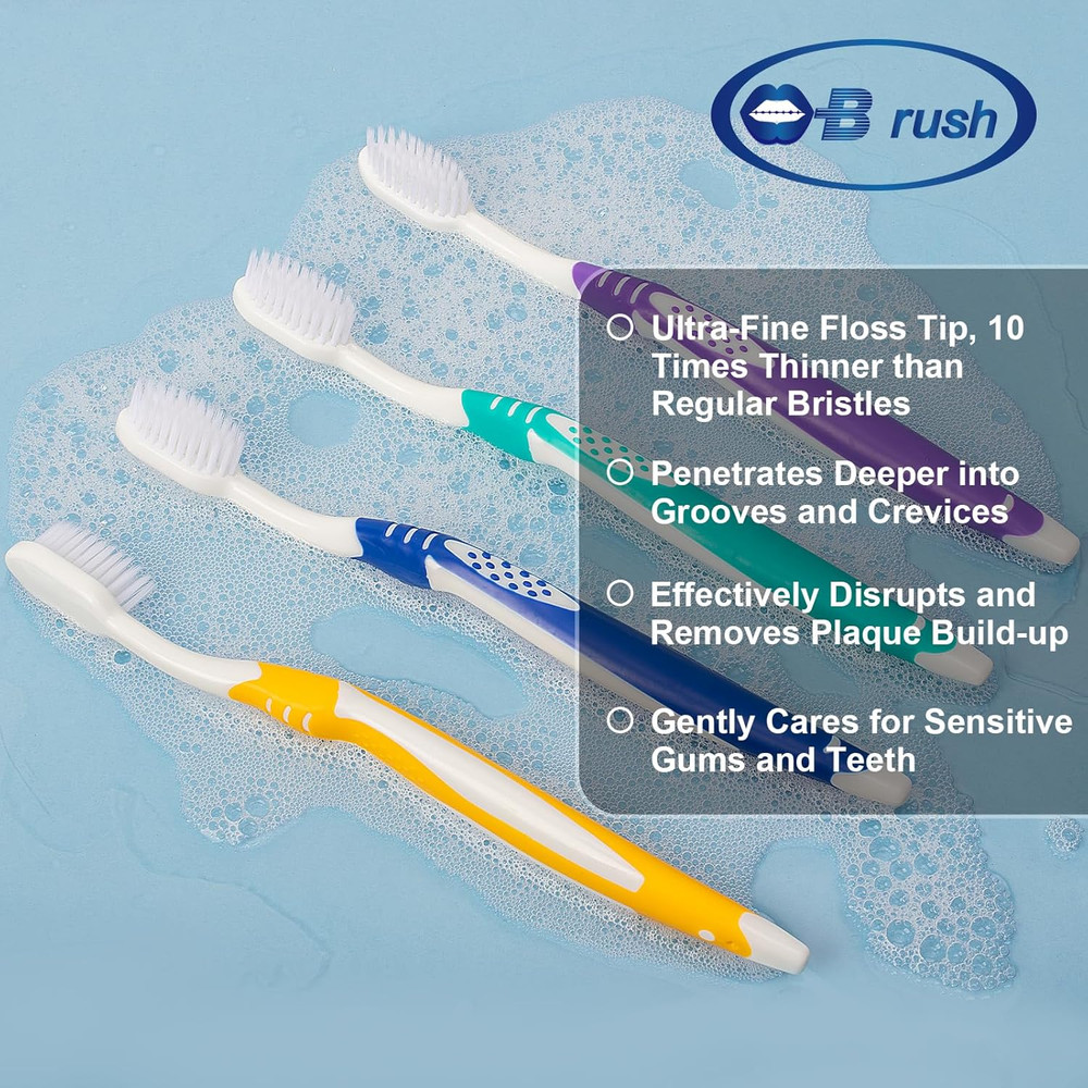 B Extra Soft Toothbrushes for Adults - Flossing Toothbrush for Sensitive Teeth a